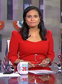 Kristen’s red belted dress on Today