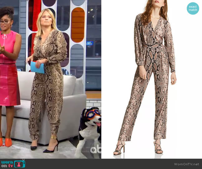 Lini Stella Snake Print Jumpsuit worn by Sara Haines on Good Morning America