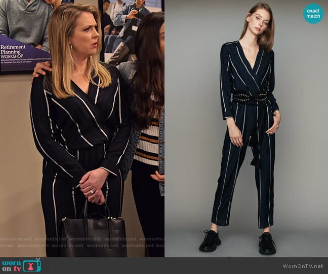 Maje Panti Striped Jumpsuit worn by Liz (Melissa Joan Hart) on No Good Nick