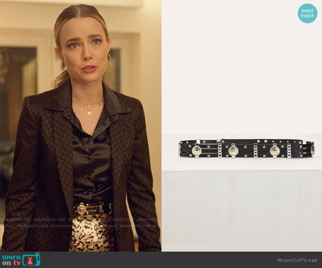 Maje Amini Belt worn by Ainsley Howard (Rebecca Rittenhouse) on Four Weddings and a Funeral