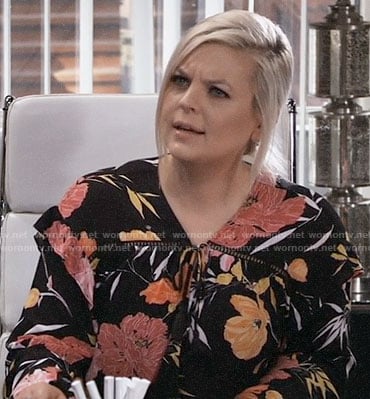 Maxie’s black floral blouse on General Hospital