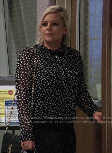 Maxie’s navy floral top on General Hospital