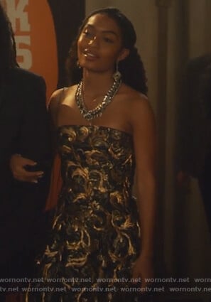 Zoey’s metallic strapless gown on Grown-ish