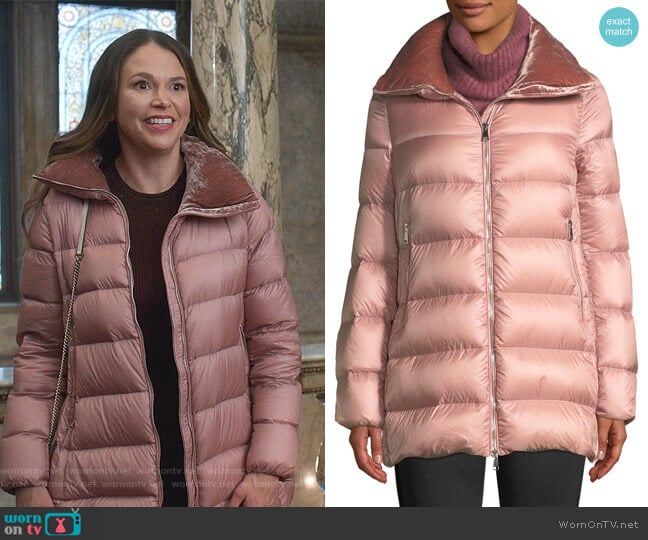 Moncler Torcol Puffer Coat with Velvet Collar worn by Liza Miller (Sutton Foster) on Younger