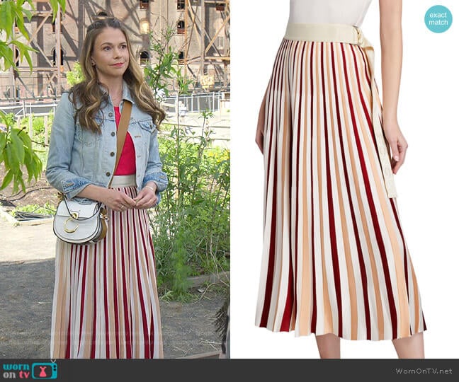 Moncler Pleated Midi Skirt worn by Liza Miller (Sutton Foster) on Younger