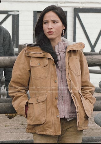 Monica’s tan jacket on Yellowstone
