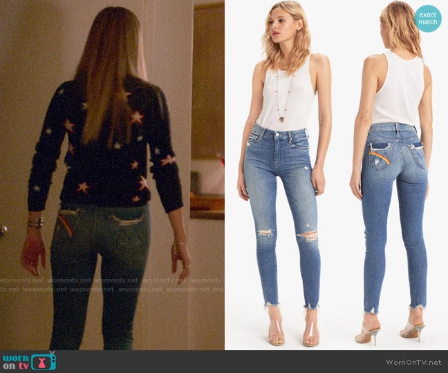 Mother High Waisted Looker Ankle Chew Jeans in Learning to Hula worn by Ainsley Howard (Rebecca Rittenhouse) on Four Weddings and a Funeral