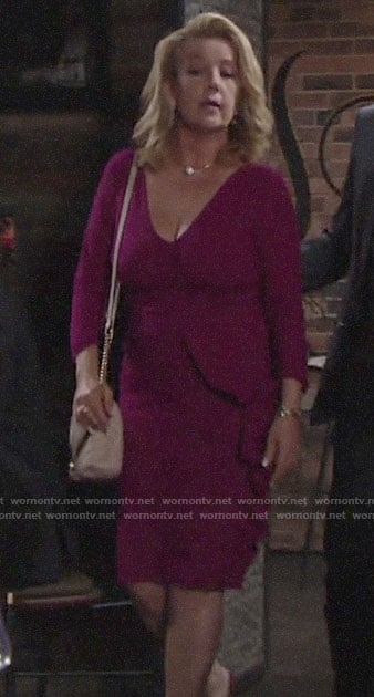 Nikki’s magenta ruffled dress on The Young and the Restless
