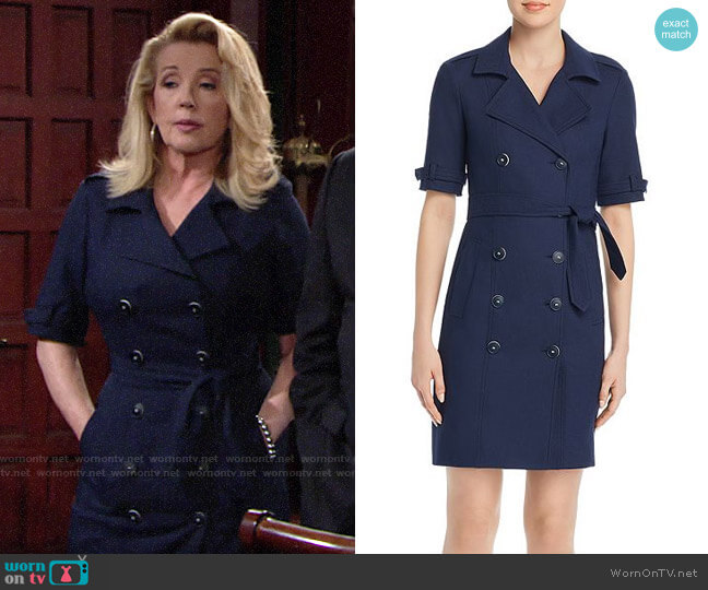 Paule Ka Textured Double-Breasted Trench-Style Dress worn by Nikki Reed Newman (Melody Thomas-Scott) on The Young and the Restless