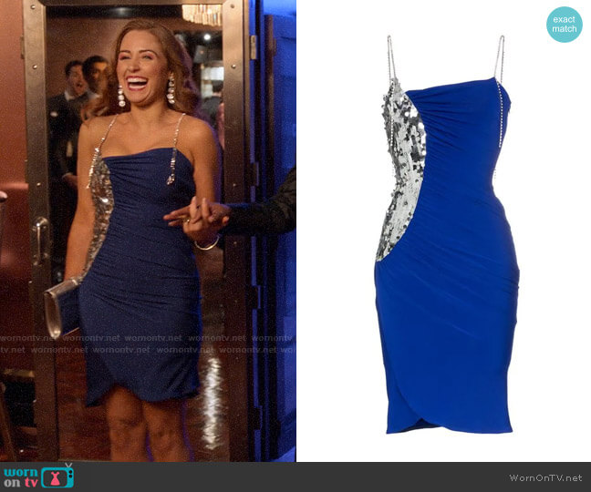 Preen by Thornton Bregazzi Sequin Panel Strappy Midi Dress worn by Zara (Sophia La Porta) on Four Weddings and a Funeral