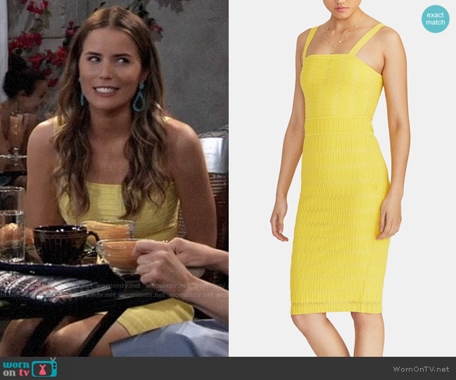 RACHEL Rachel Roy Dew Sweater Dress in Sunshine worn by Sasha Gilmore (Sofia Mattsson) on General Hospital