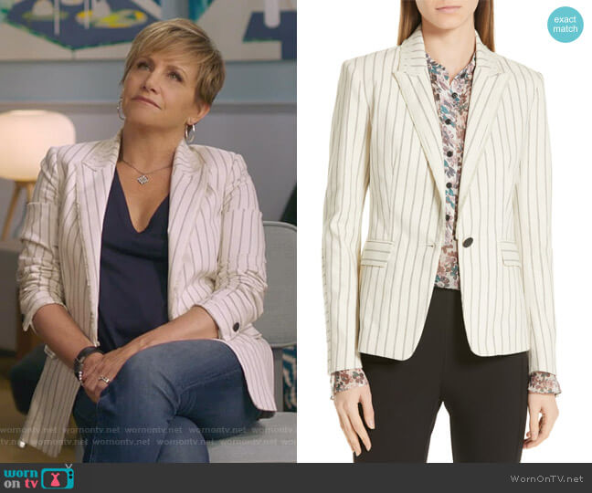 Rag & Bone Millie Frayed Blazer worn by Gabrielle Carteris (Gabrielle Carteris) on BH90210