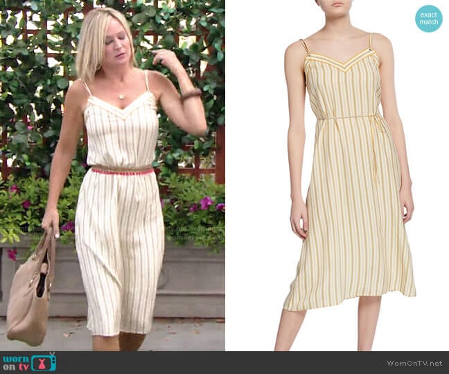 Rag & Bone Ilona Dress in Ivory Stripe worn by Sharon Newman (Sharon Case) on The Young and the Restless