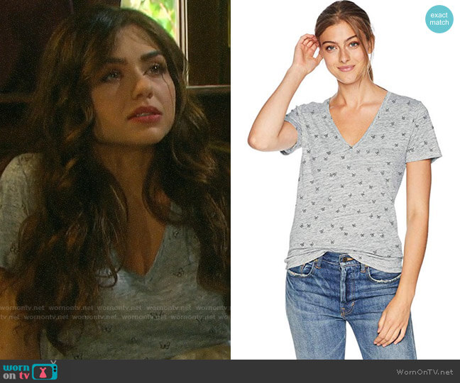 Rails Cara Tee in Heather Grey Butterflies worn by Ciara Brady (Victoria Konefal) on Days of our Lives