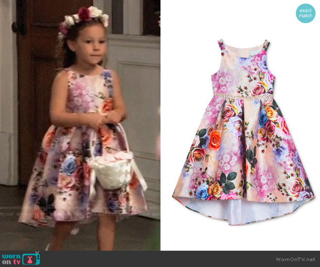 Rare Editions Girls Floral-Print Hi-Low Dress