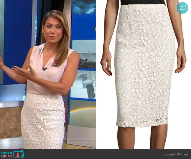 RED Valentino Macrame Pencil Skirt worn by Ginger Zee on Good Morning America