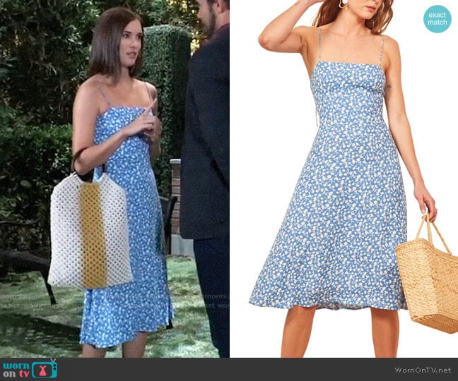 Reformation Peach Dress in Marie worn by Willow Tait (Katelyn MacMullen) on General Hospital