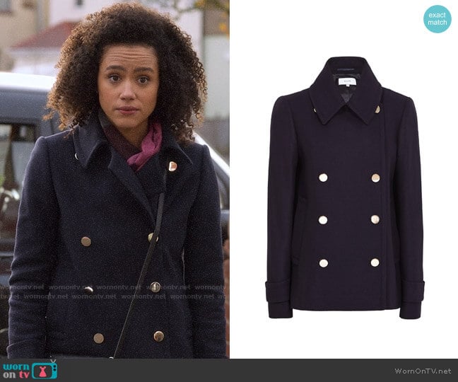 Reiss Becall Coat worn by Maya (Nathalie Emmanuel) on Four Weddings and a Funeral