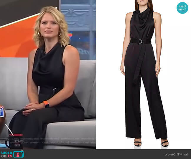 Reiss Milo Sleeveless Belted Jumpsuit worn by Sara Haines on Good Morning America