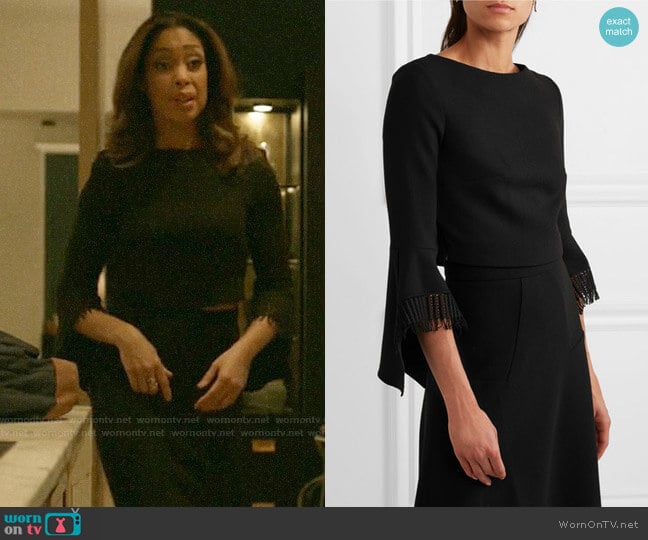 Roland Mouret Liverton Top worn by Jessica Pearson (Gina Torres) on Pearson