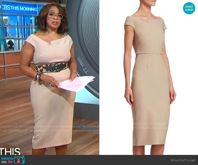 Roland Mouret Darley Dress worn by Gayle King on CBS Mornings