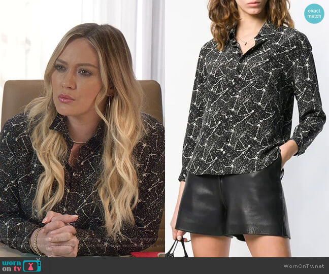 Saint Laurent Constellation Print Shirt worn by Kelsey Peters (Hilary Duff) on Younger