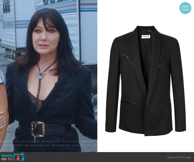Saint Laurent Long Blazer worn by Shannen Doherty (Shannen Doherty) on BH90210
