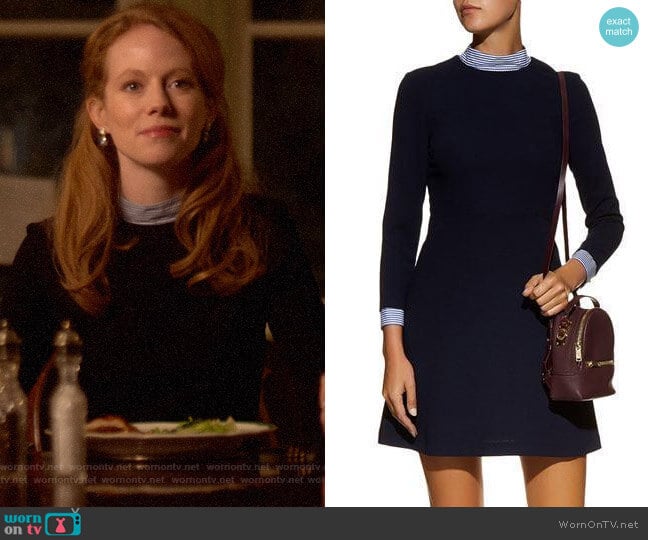 Sandro Gigi Stripe Trim A-Line Dress worn by Gemma (Zoe Boyle) on Four Weddings and a Funeral