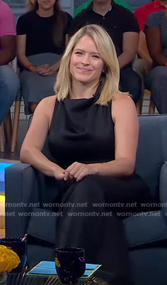 Sara’s black belted jumpsuit on GMA Strahan Sara And Keke