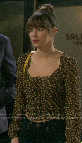 Sarah’s floral square-neck top on Days of our Lives
