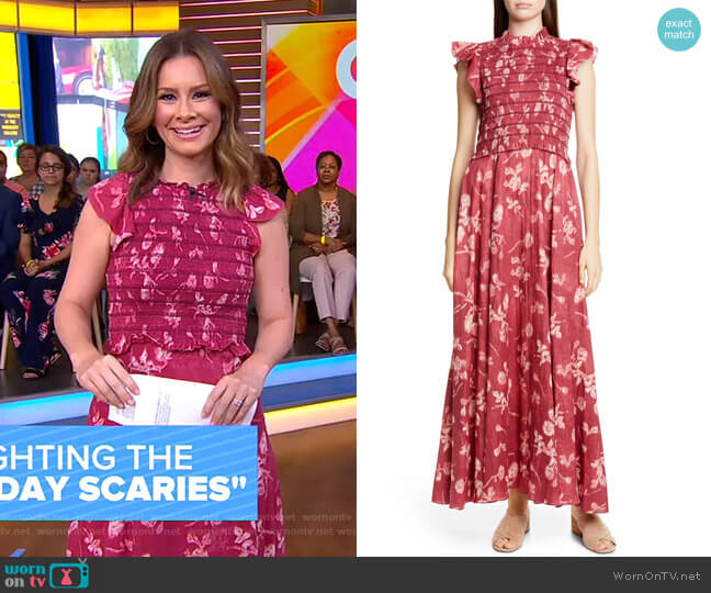 Sea Monet Floral Print Smocked Maxi Dress worn by Rebecca Jarvis on Good Morning America