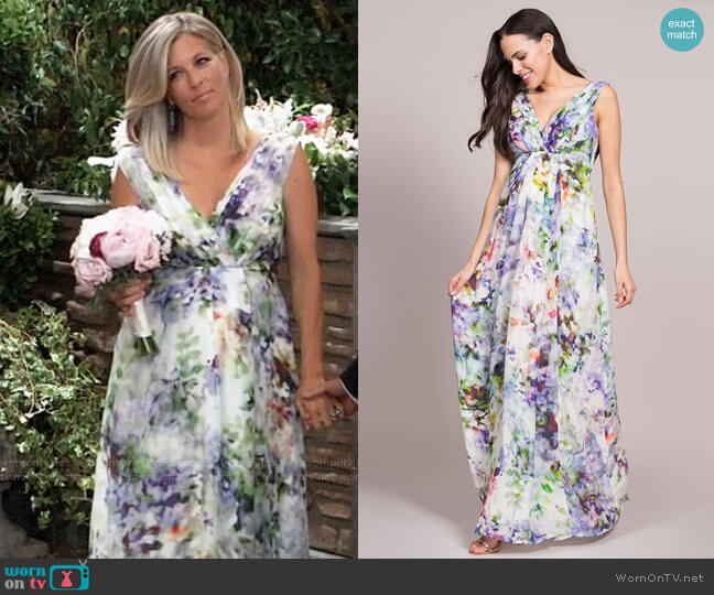 Seraphine Floral Silk Maternity Maxi Dress worn by Carly Spencer (Laura Wright) on General Hospital