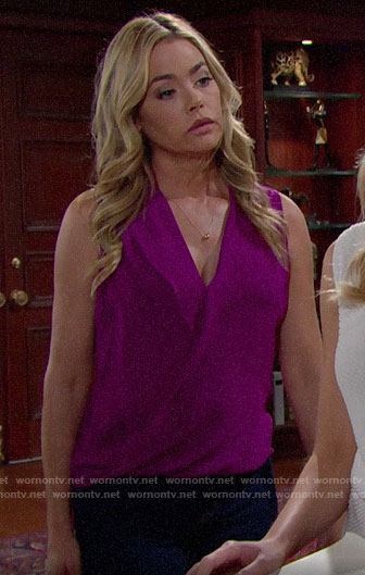Shauna’s magenta draped top on The Bold and the Beautiful