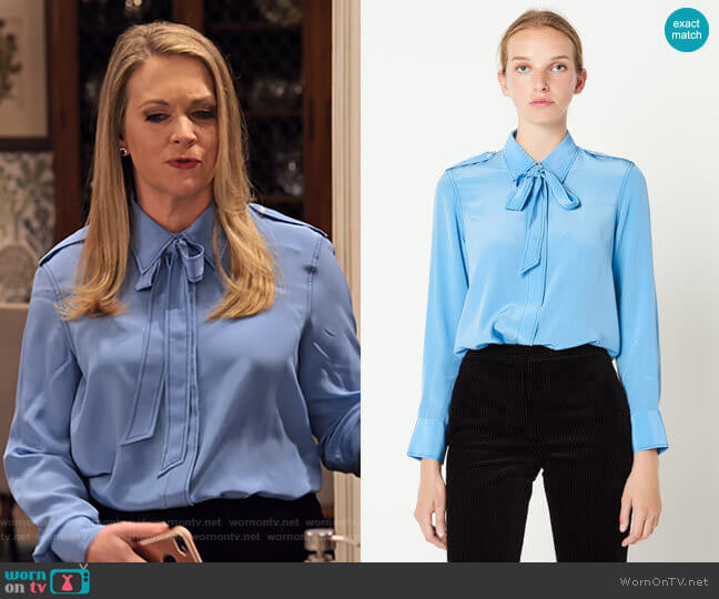 Sandro Silk Shirt with Bow Collar worn by Liz (Melissa Joan Hart) on No Good Nick