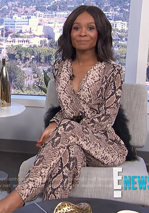Zuri’s snakeskin print jumpsuit on E! News