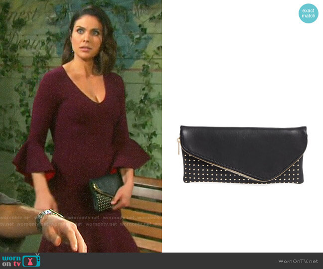 Sole Society Studded Foldover Clutch worn by Chloe Lane (Nadia Bjorlin) on Days of our Lives