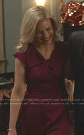Stephanie’s purple twist front dress on Good Witch