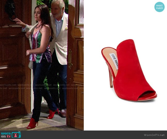 Steve Madden Sinful Sandal worn by Quinn Fuller (Rena Sofer) on The Bold and the Beautiful