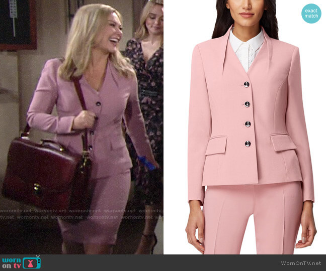 Tahari ASL Pintuck-Collar Jacket in Peony