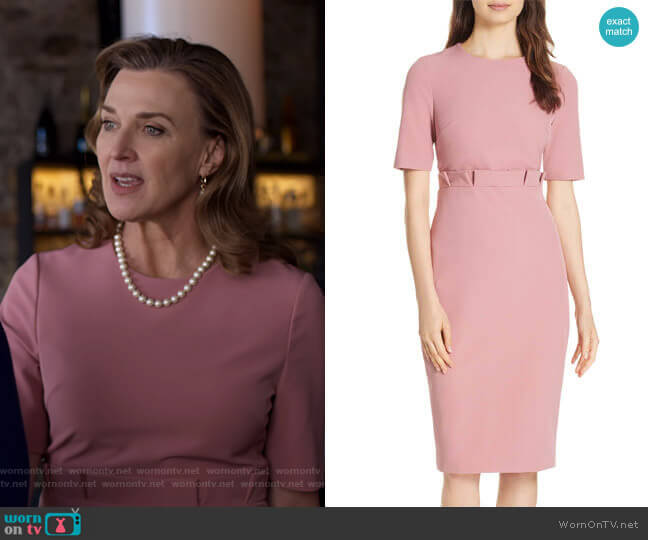 Ted Baker Maggidd Ruffle Waist Pencil Dress worn by Nora Walker (Brenda Strong) on 13 Reasons Why
