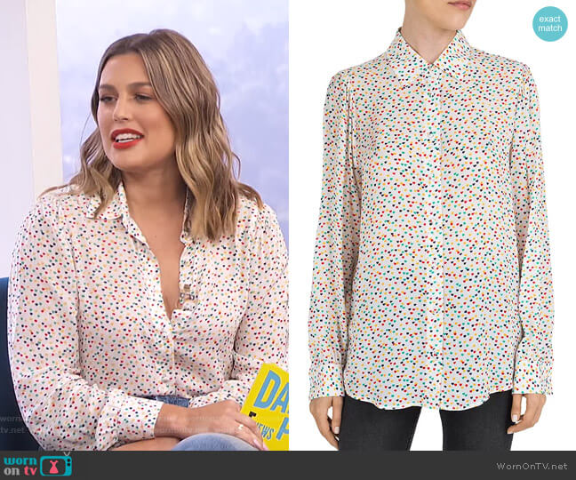 The Kooples Multicolor Heart-Pattern Shirt worn by Carissa Loethen Culiner on E! News
