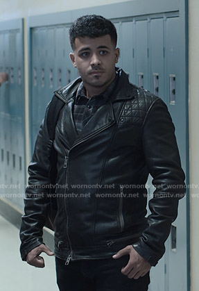 Tony’s black leather jacket on 13 Reasons Why