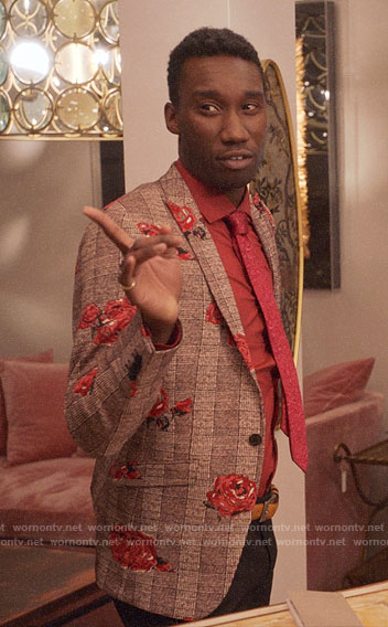 Tony’s rose print blazer on Four Weddings and a Funeral