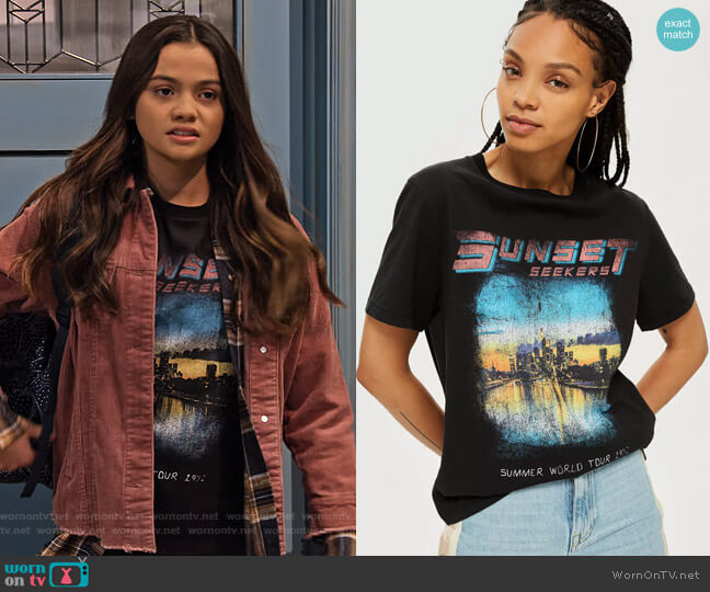 Topshop Sunset Seekers T-Shirt worn by Nick (Siena Agudong) on No Good Nick
