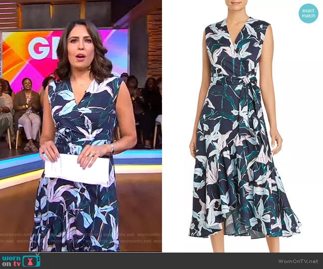 Tory Burch Printed Wrap Dress worn by Cecilia Vega on Good Morning America