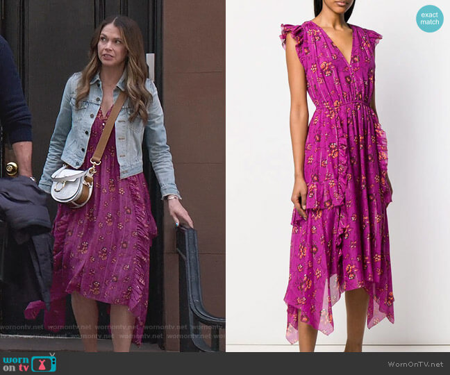 Ulla Johnson Floral Print Asymmetric Dress worn by Liza Miller (Sutton Foster) on Younger