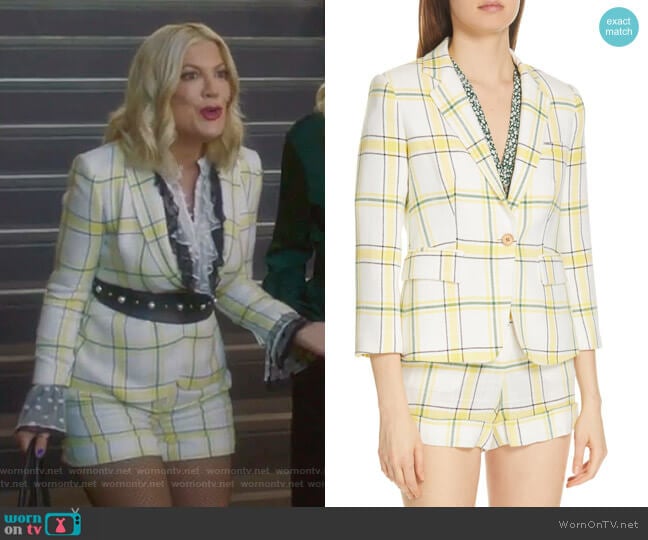 Veronica Beard Carito Plaid Short worn by Tori Spelling (Tori Spelling) on BH90210