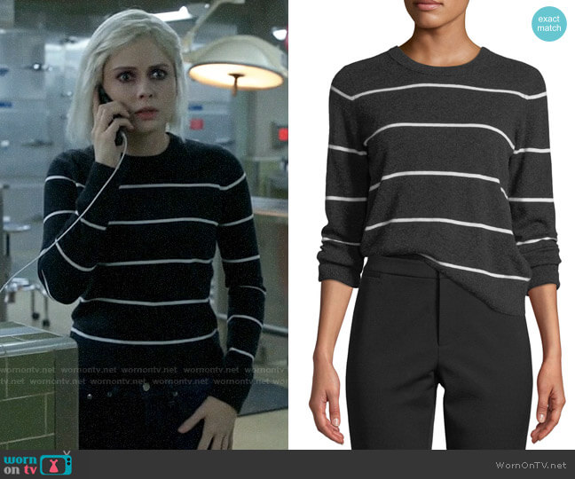 Vince Striped Cashmere Pullover Sweater worn by Liv Moore (Rose McIver) on iZombie