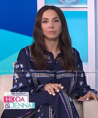 Whitney Cummings’s blue floral shirt and pants on Today