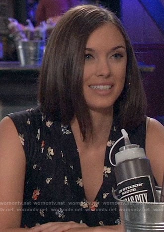 Willow’s navy floral sleeveless dress on General Hospital